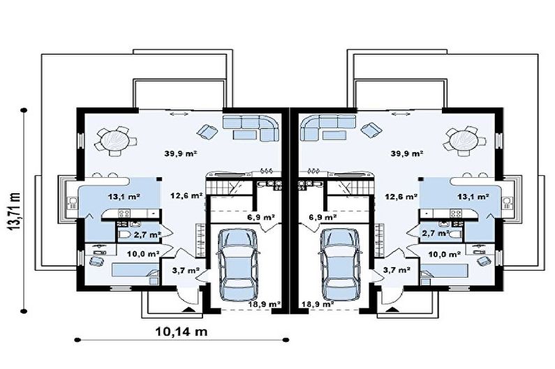 Moderne prosjekter av enetasjes hus med garasje - Duplex med garasje