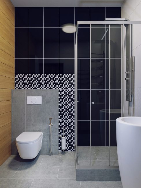 I en liten leilighet er det akseptabelt å kombinere et bad og et bad.