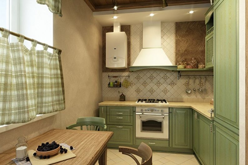 Kjøkkeninnredning i olivenfarger - foto