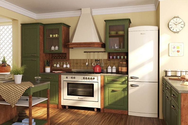Design interior bucătărie în tonuri de măslin - fotografie