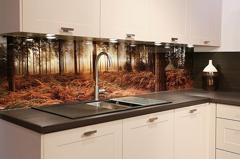 Dekoracija kuhinjske stene - Steklena površina