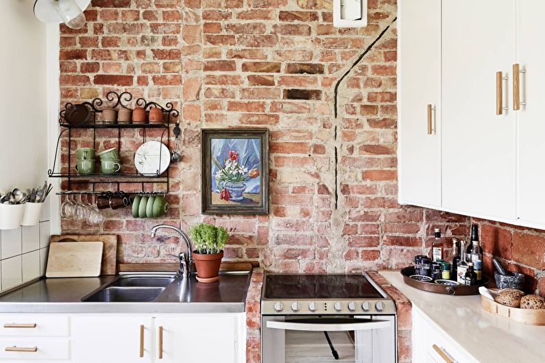 Διακόσμηση τοίχου στην κουζίνα - Τούβλο