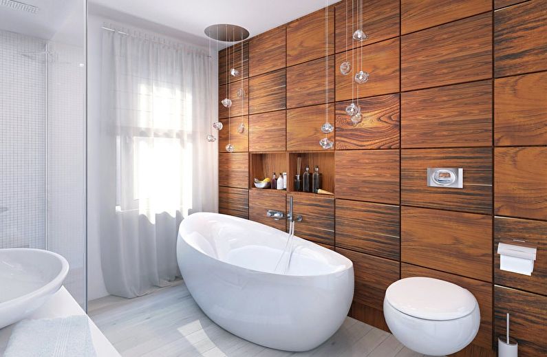 חומרים לקישוט קירות בחדר האמבטיה - עץ