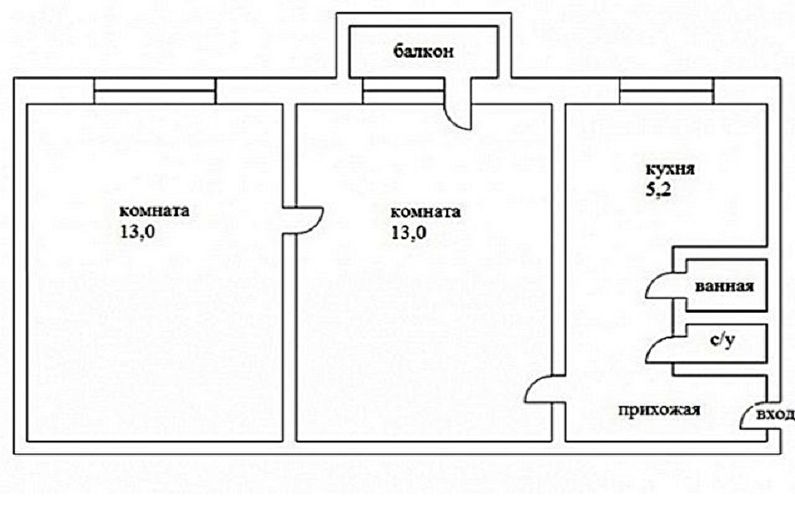 Prestavba dvojizbového bytu v Chruščove - projekt 2