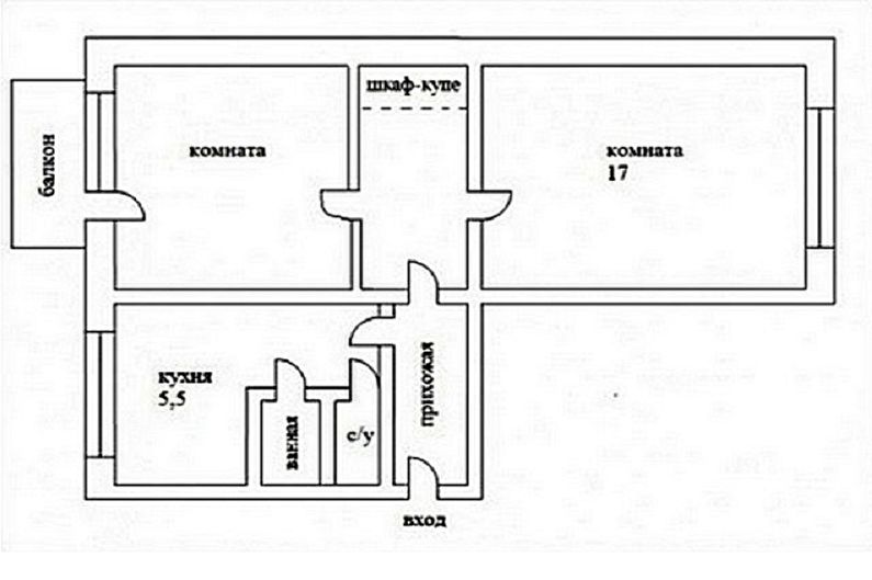 Prestavba dvojizbového bytu v Chruščove - projekt 3