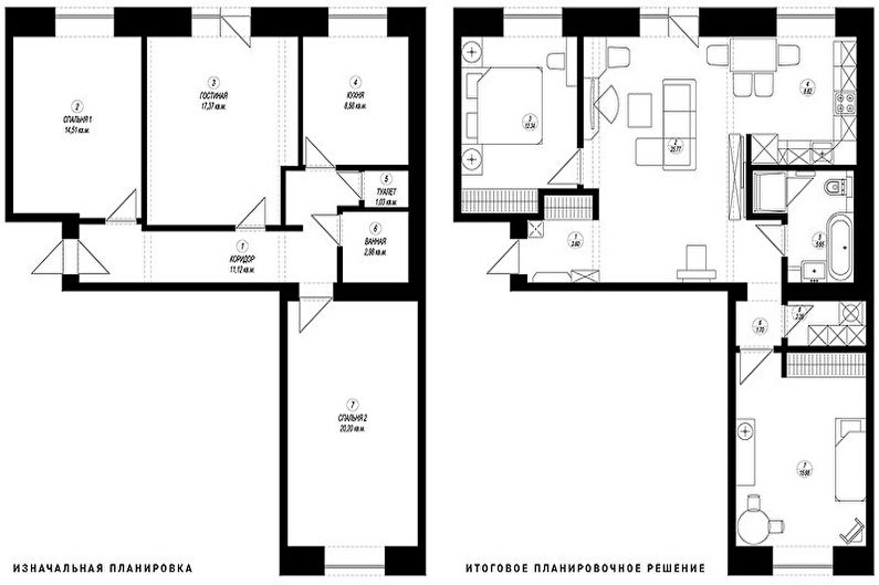פיתוח מחדש של דירת שלושה חדרים בחרושצ'וב