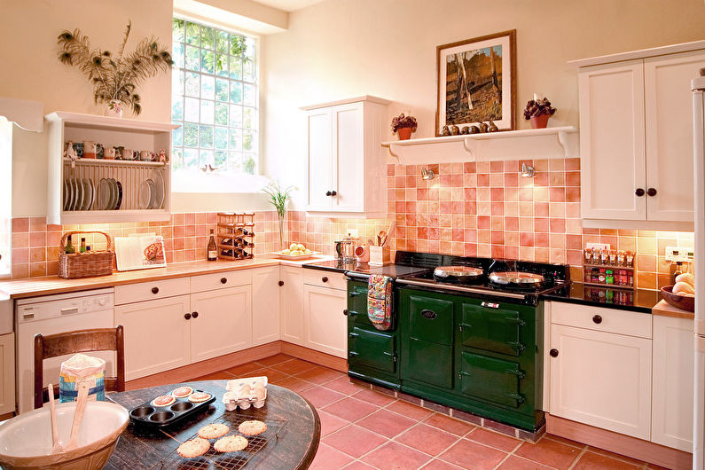 Ferskenblomst på kjøkkenet - interiørdesign