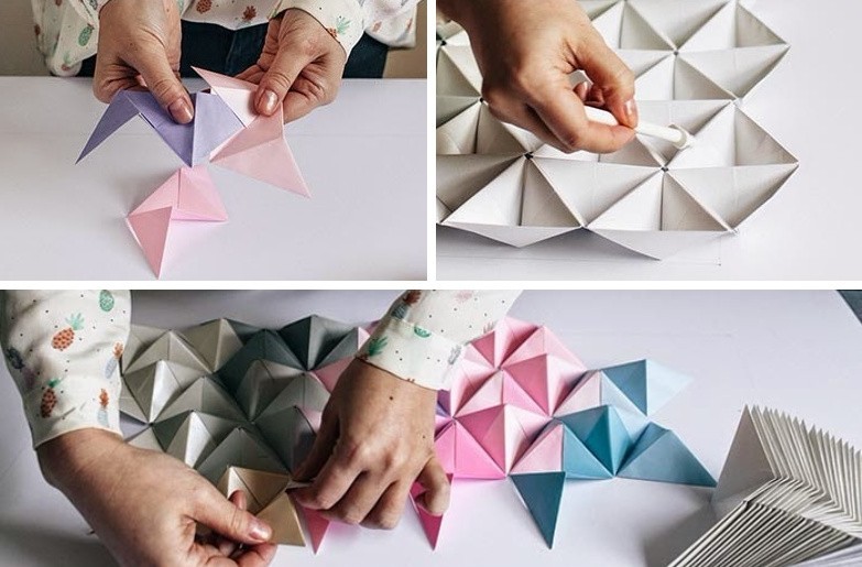 DIY papierowe rękodzieło - Piramidy na ścianę