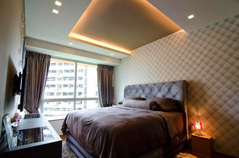 Dizajn stropu zo sadrokartónu v spálni