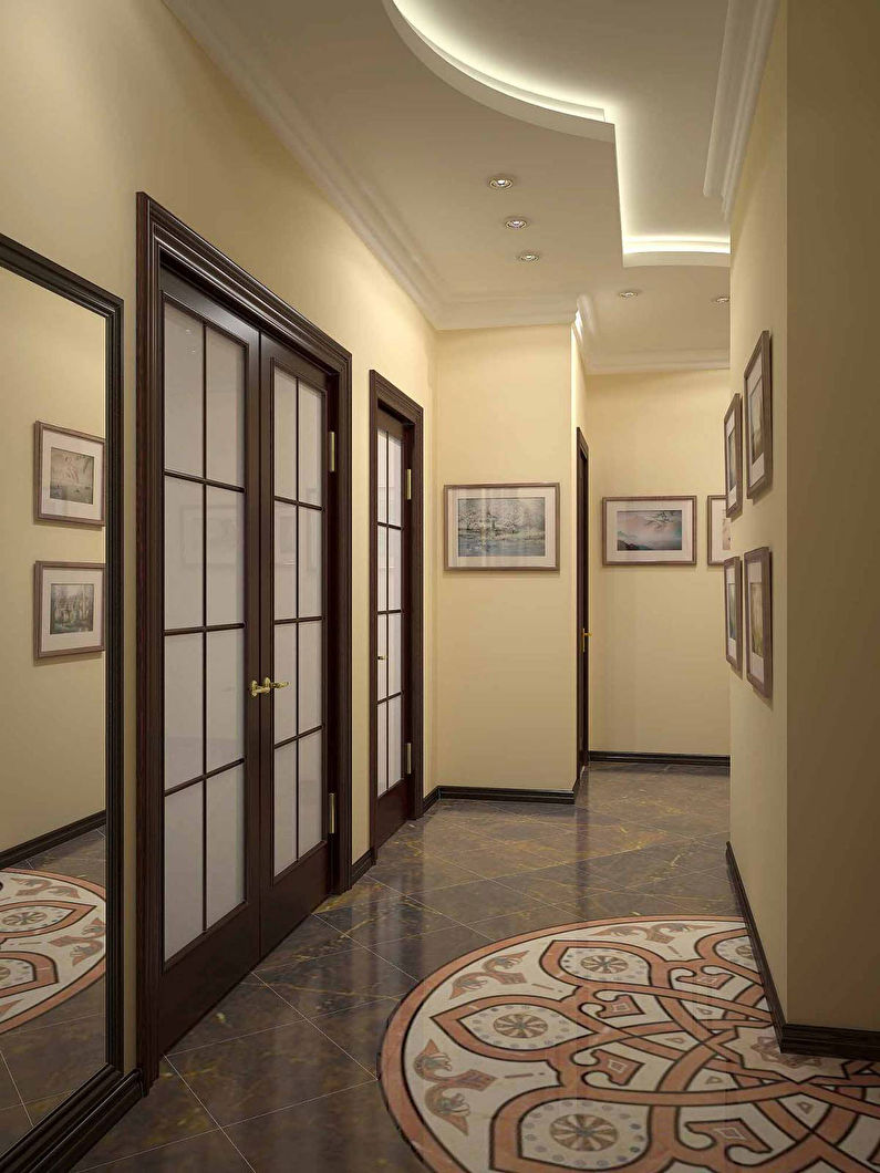 Takdesign i gipsskivor i korridoren