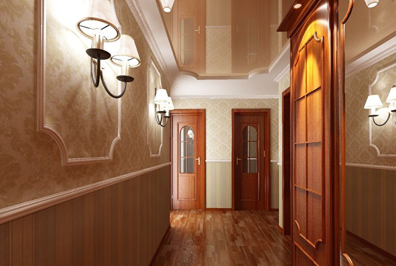 Kombinirani stropi iz mavčnih plošč na hodniku