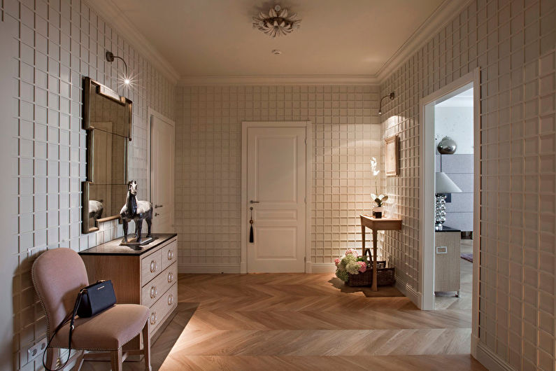 Oblikovanje hodnika v klasičnem slogu - pohištvo