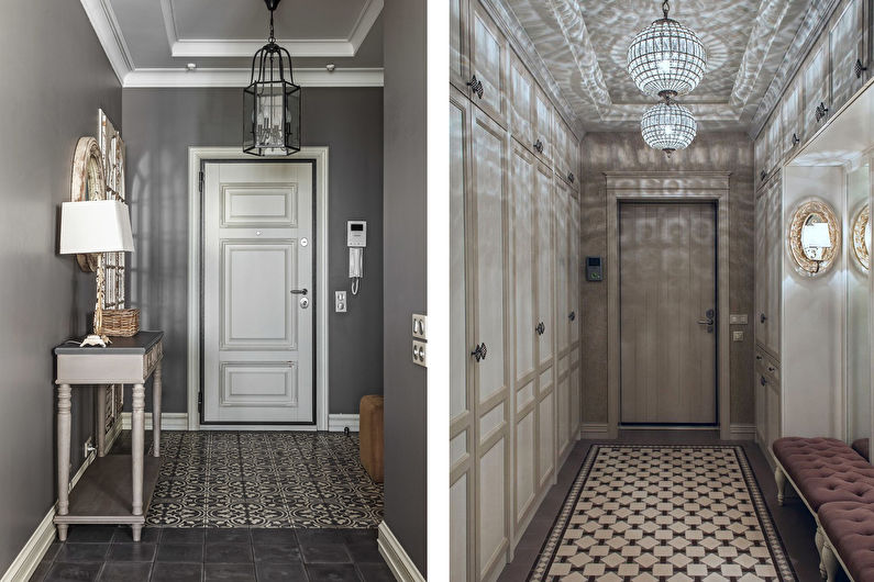 Oblikovanje hodnika v klasičnem slogu - dekor in razsvetljava