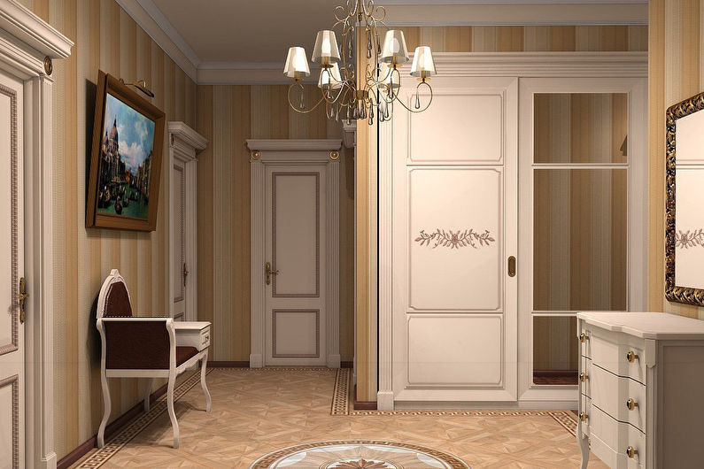 Oblikovanje hodnika v klasičnem slogu - pastelne barve
