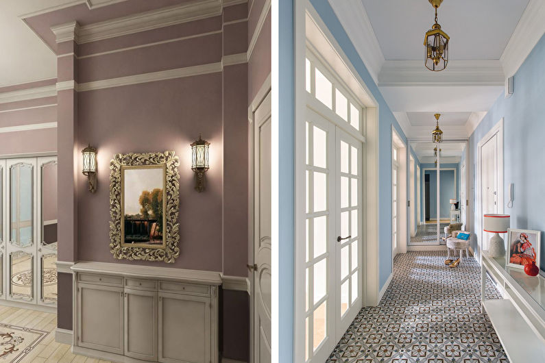 Oblikovanje hodnika v klasičnem slogu - pastelne barve