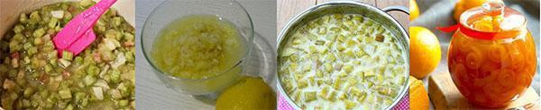 Herstellungsschritte von Rhabarber und Zitronenmarmelade