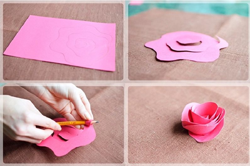 Bricolaje espiral rosa de papel