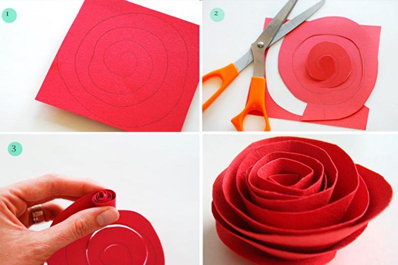 DIY σπειροειδές τριαντάφυλλο από χαρτί