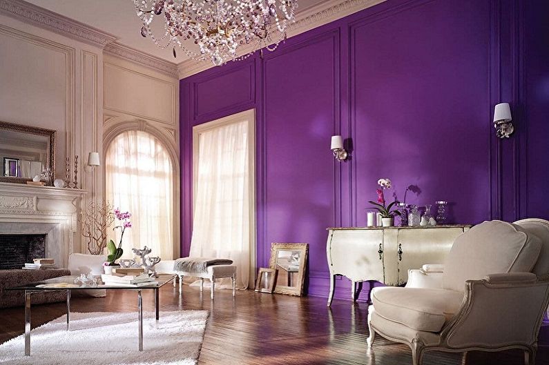 Com que cores o roxo combina - Design da sala de estar