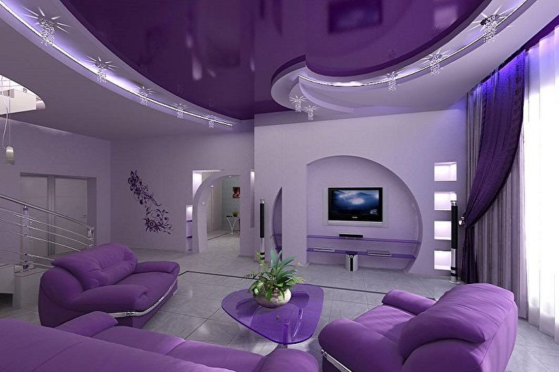 Com quais cores o roxo combina - Design da sala de estar