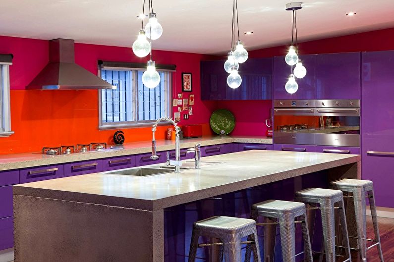 Z jakimi kolorami pasuje do fioletu - Projektowanie kuchni