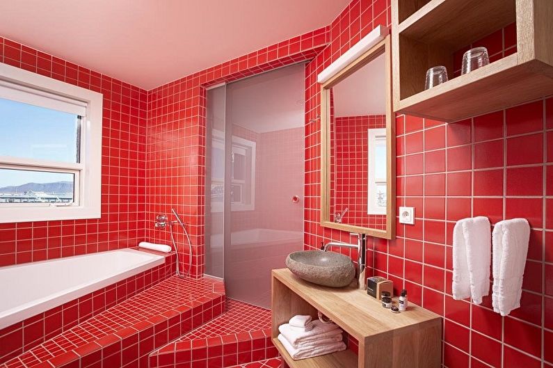 Z jakimi kolorami łączy się czerwień - Projektowanie łazienek