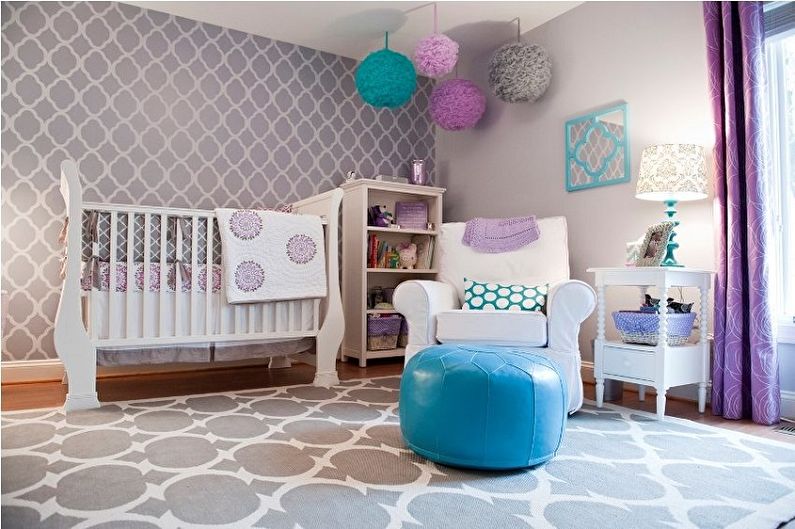 Cu ce ​​culori este gri combinat - Designul camerei copiilor