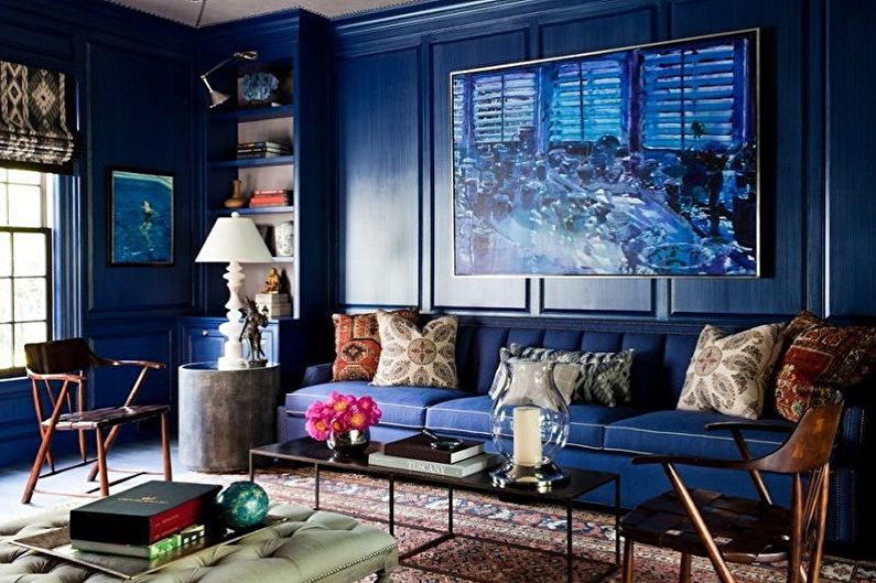 Cu ce ​​culori se potrivește albastrul - Designul camerei de zi