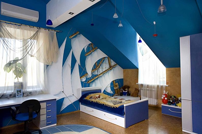 ¿Con qué colores combina el azul? Diseño de habitación infantil