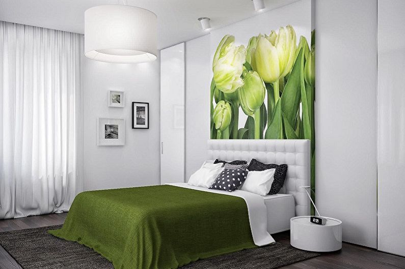 Culoare verde în interiorul dormitorului - Combinație de culori