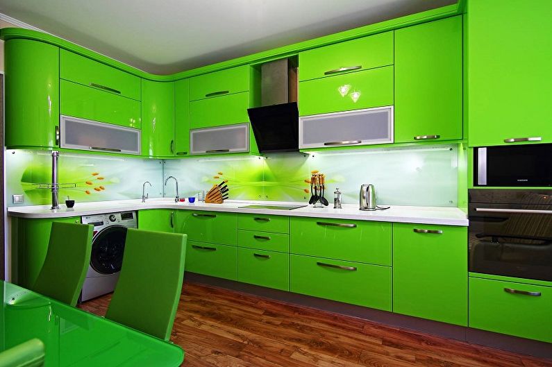 Color verde en el interior de la cocina - Combinación de colores.