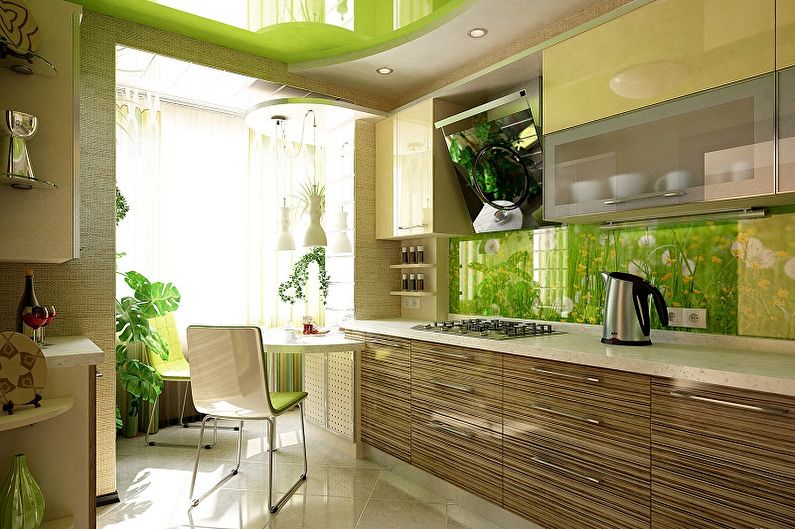 Grønn farge i kjøkkenets interiør - Fargekombinasjon