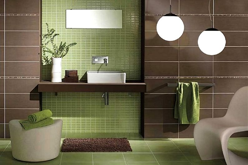 Verde no interior do banheiro - Combinação de cores