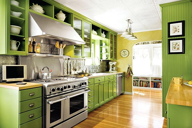 Hvilke farger kombinerer grønt med - foto av interiør