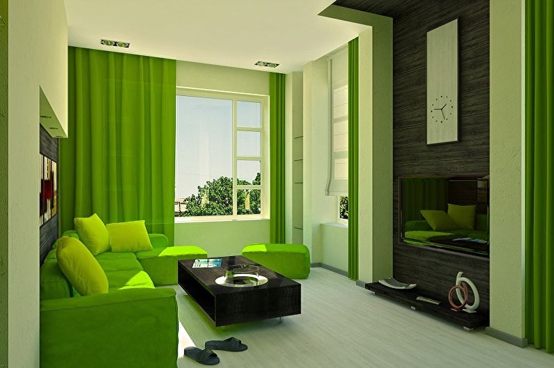 Vilka färger kombinerar grönt med - foto av interiörer