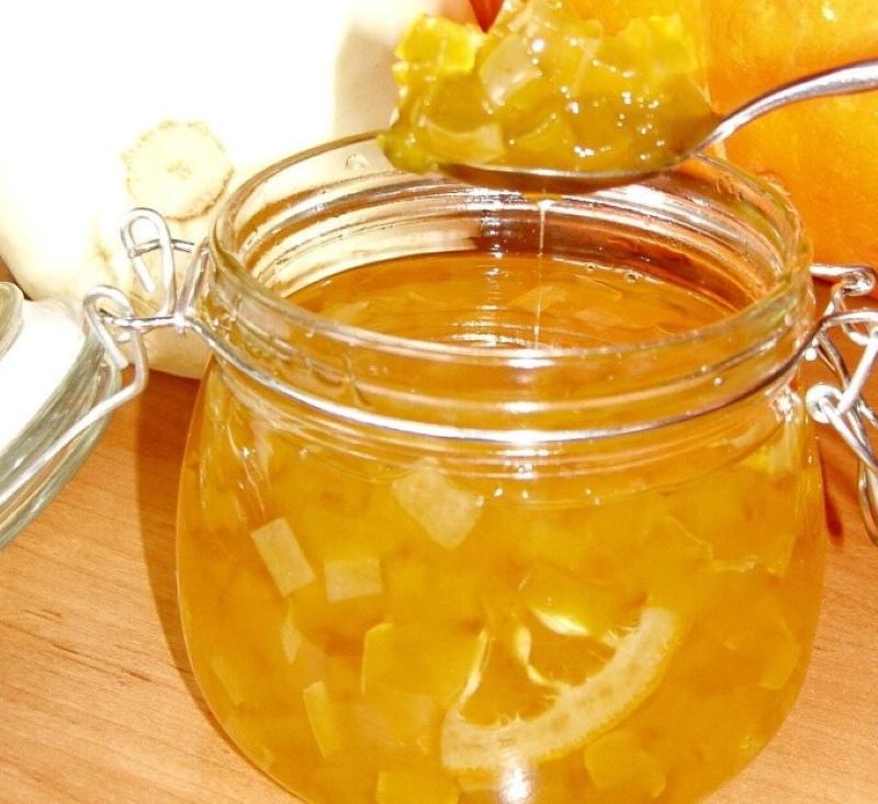 dýňový džem s citrusy v sirupu