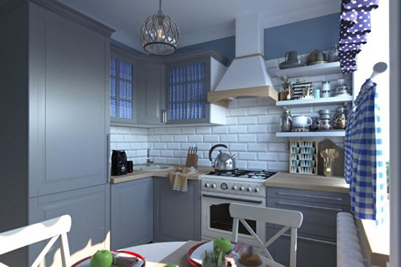 Bucătărie gri în stil Provence - Design interior