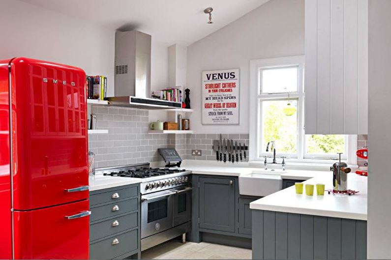 Design interior bucătărie în culoare gri - fotografie