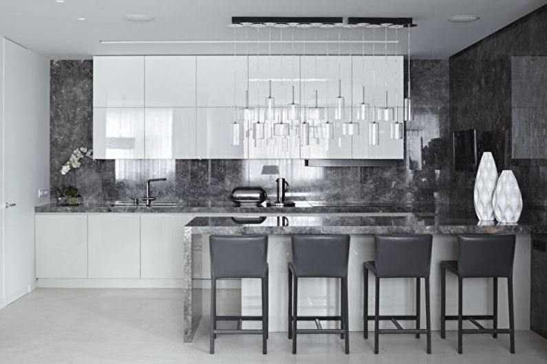 Bucătărie gri în stil modern - Design interior
