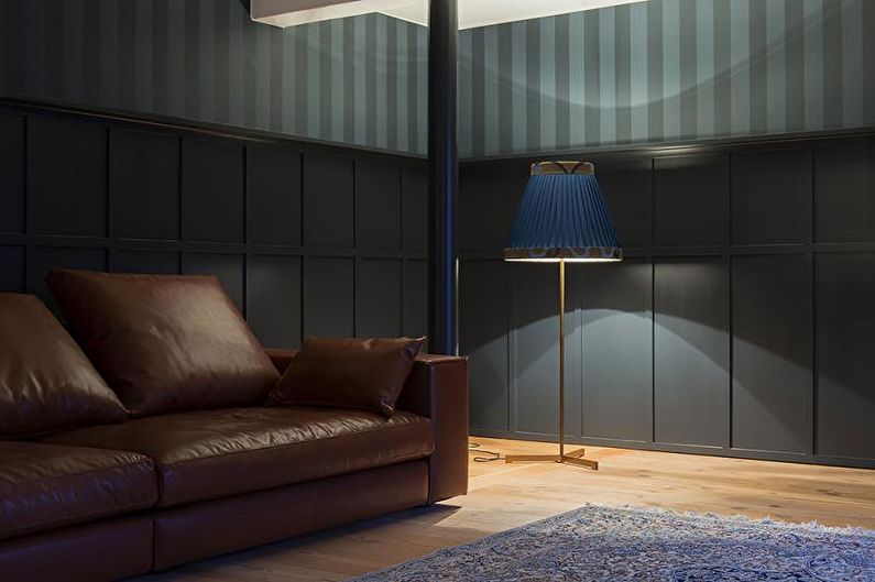 Papel tapiz gris en la sala de estar - Foto de diseño de interiores