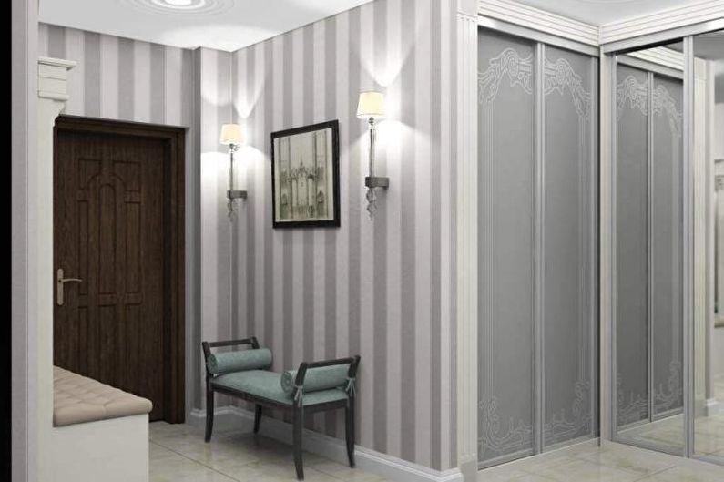 Papel pintado gris en el pasillo - Foto de diseño de interiores