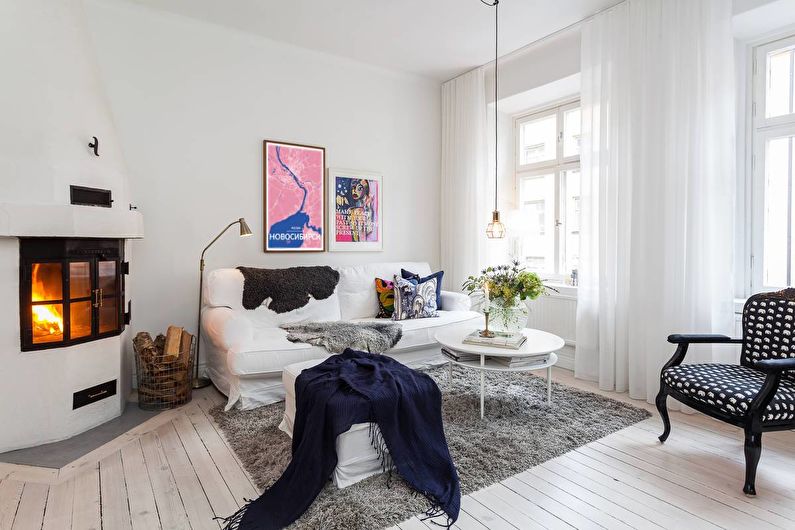 Gardiner i skandinavisk stil för vardagsrummet (hall) - foto