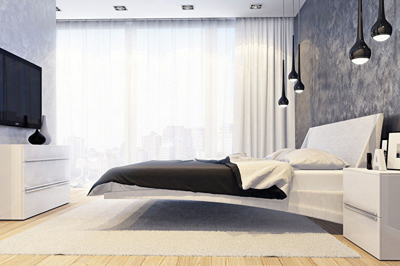 Gardiner för sovrummet i stil med minimalism