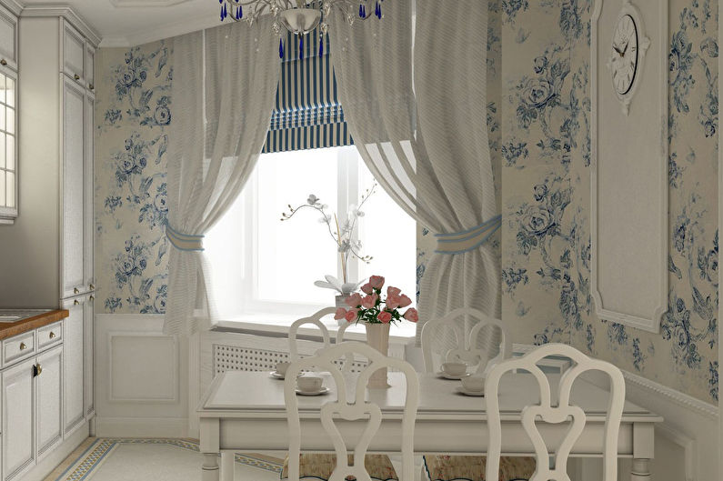 Hvite gardiner i Provence -stil