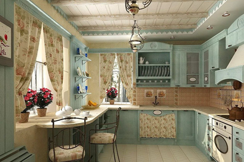 Κουρτίνες στυλ Προβηγκίας στην κουζίνα - φωτογραφία