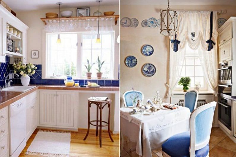 Modra kuhinja - stenska dekoracija