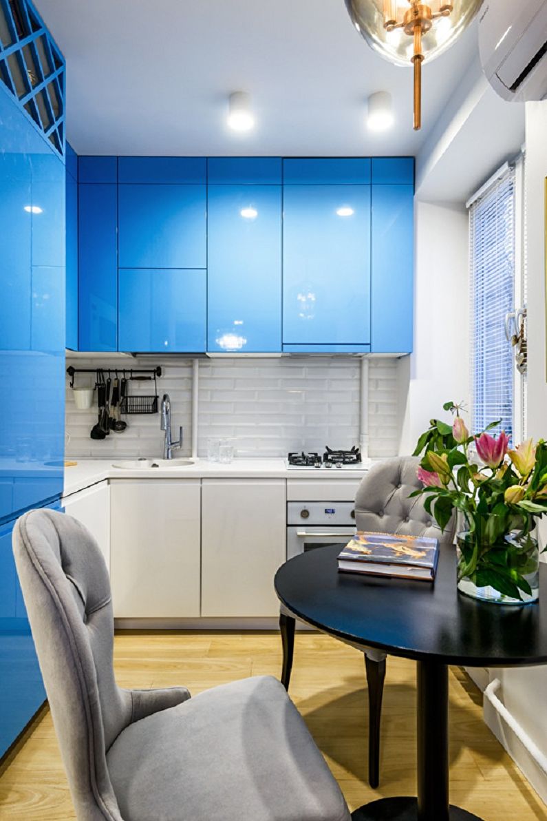 Modra kuhinja v sodobnem slogu - Notranje oblikovanje