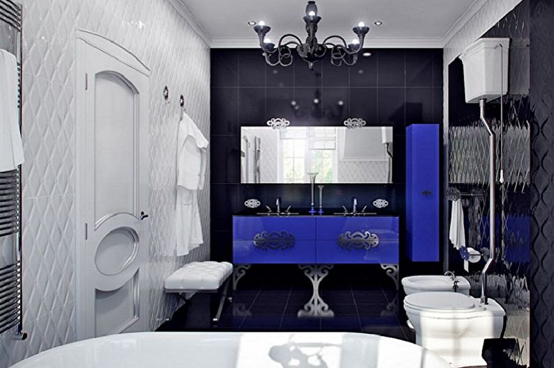 Art Deco blå bad - interiørdesign