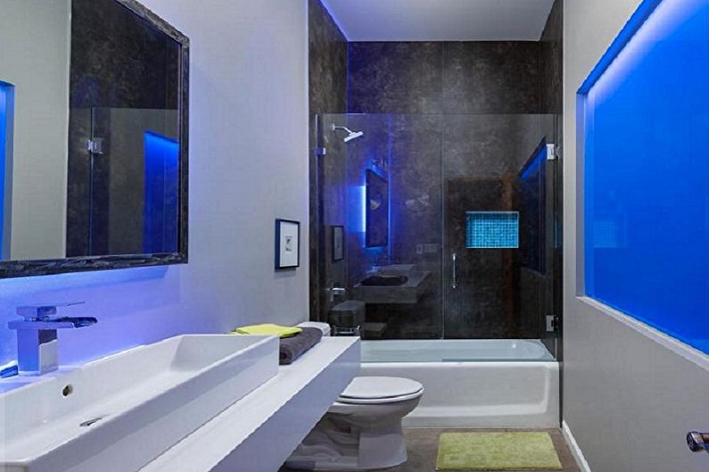 Høyteknologisk blå bad - interiørdesign