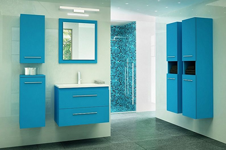 Blue Bathroom Design - VVS og møbler